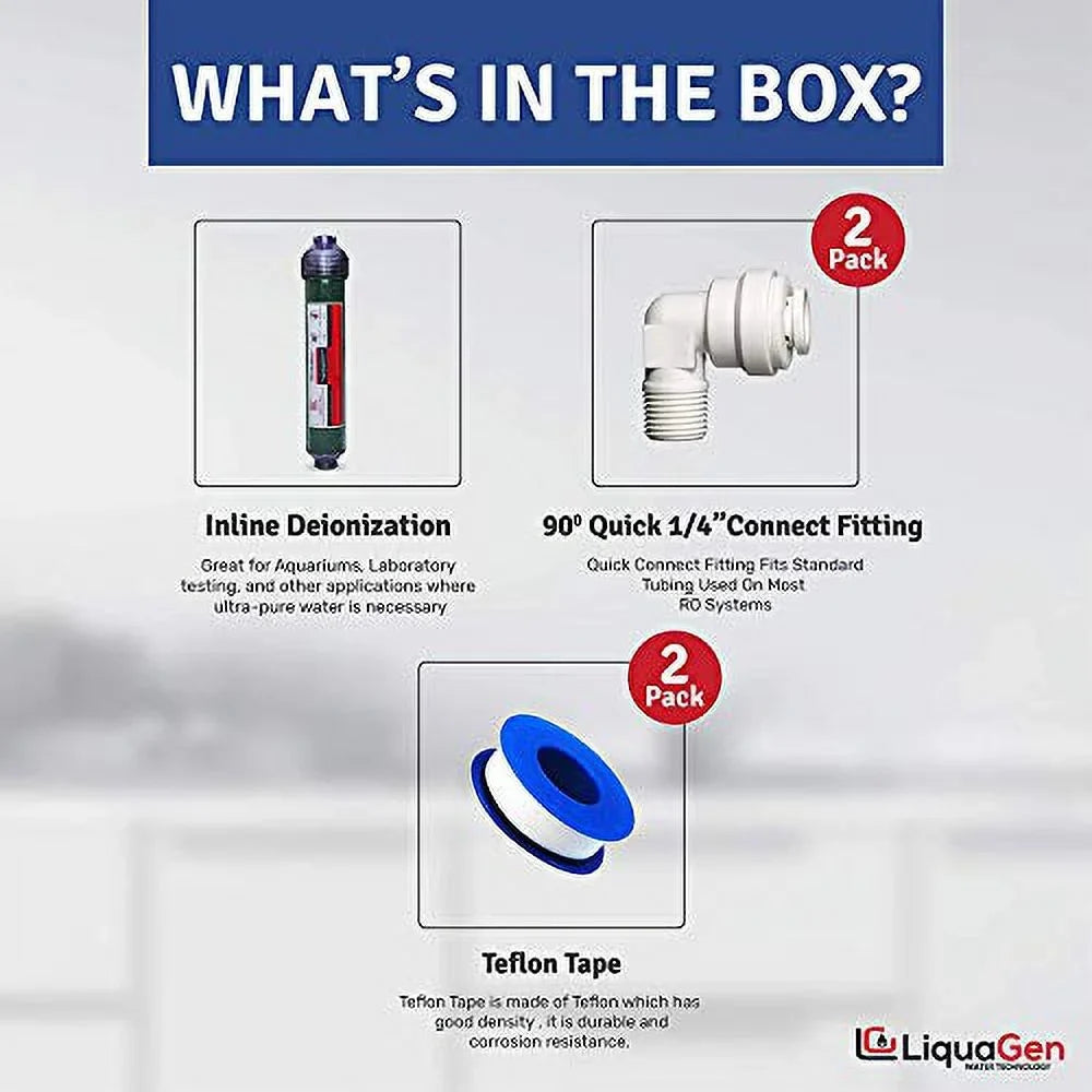 liquid 2 Filter Engineered Systems Ultrapure Canisters - Inline - Inlets Deionization for Easy 1/4" Pack (DI) Zero Change Replacement | for TDS RO/DI Universal | LiquaGen