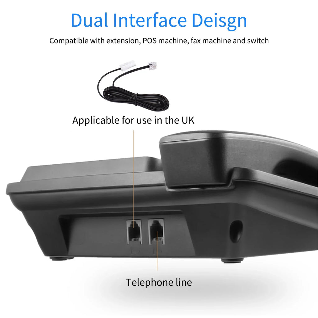 Dual Built-in Sound Chip Hands-Free/Redial/Flash/Speed Corded Date IC Control Support Elderly System Phone Phone Home Real-time Landline Black Dial/Ring DTMF/FSK for Desk Seniors Telephone