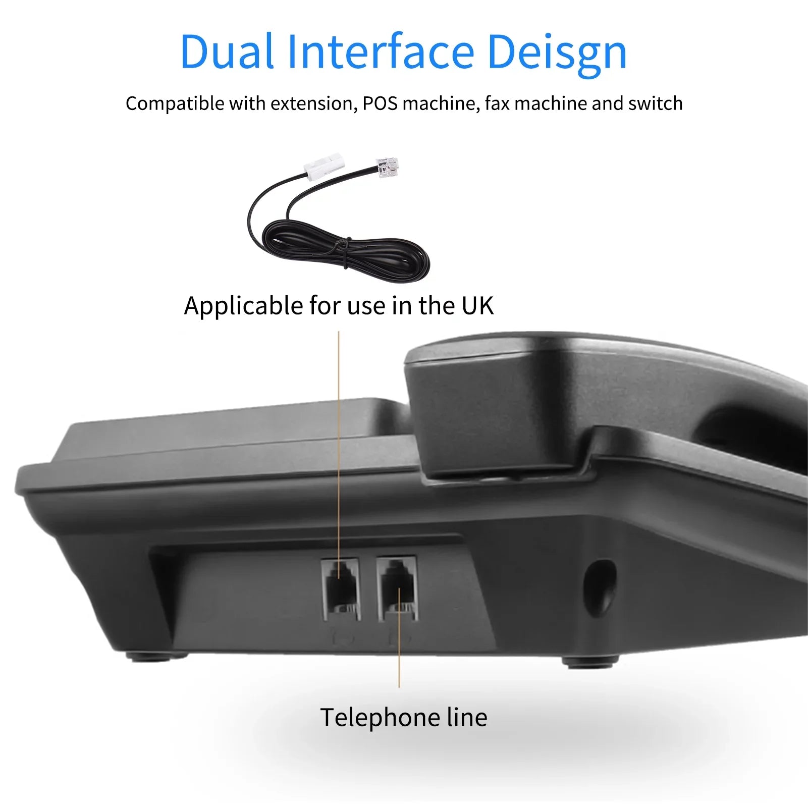 Dual Built-in Sound Chip Hands-Free/Redial/Flash/Speed Corded Date IC Control Support Elderly System Phone Phone Home Real-time Landline Black Dial/Ring DTMF/FSK for Desk Seniors Telephone