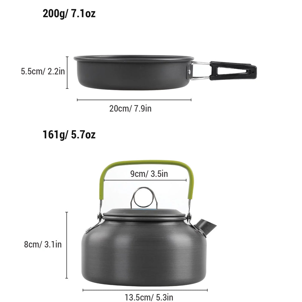 Mess Camping Yabuy Hiking with Non-Stick for Backpacking Set Pot Pan Camping Cookware Kettle and Kit