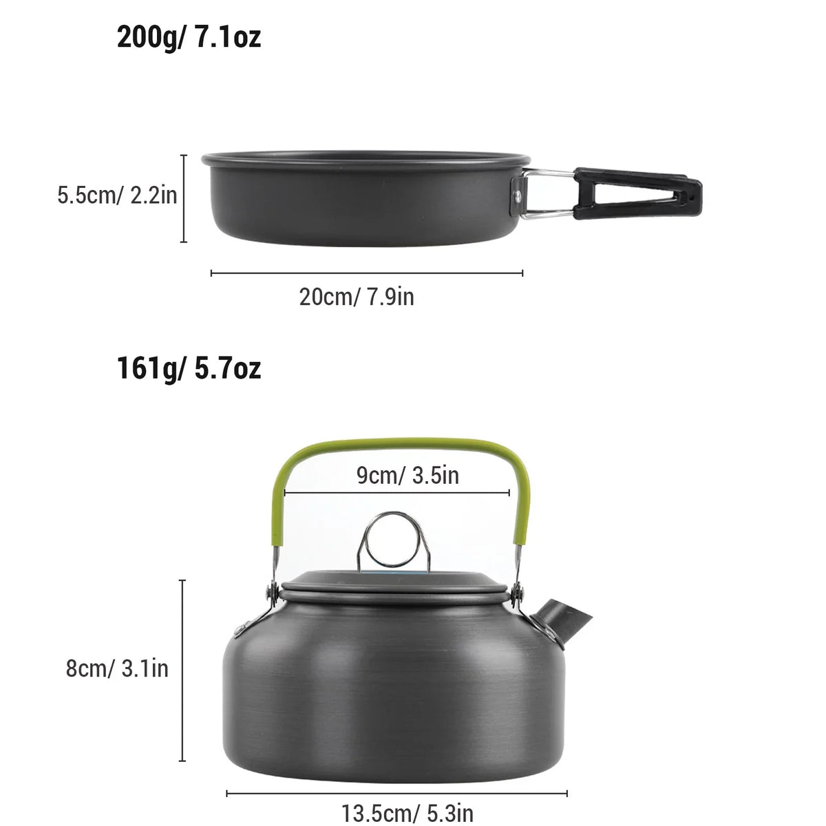 Mess Camping Yabuy Hiking with Non-Stick for Backpacking Set Pot Pan Camping Cookware Kettle and Kit