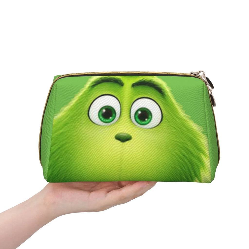 Purse Pouch Bag Makeup Organizer Gift Toiletry Travel Leather Bag Grinch Green Portable Storage Cosmetic