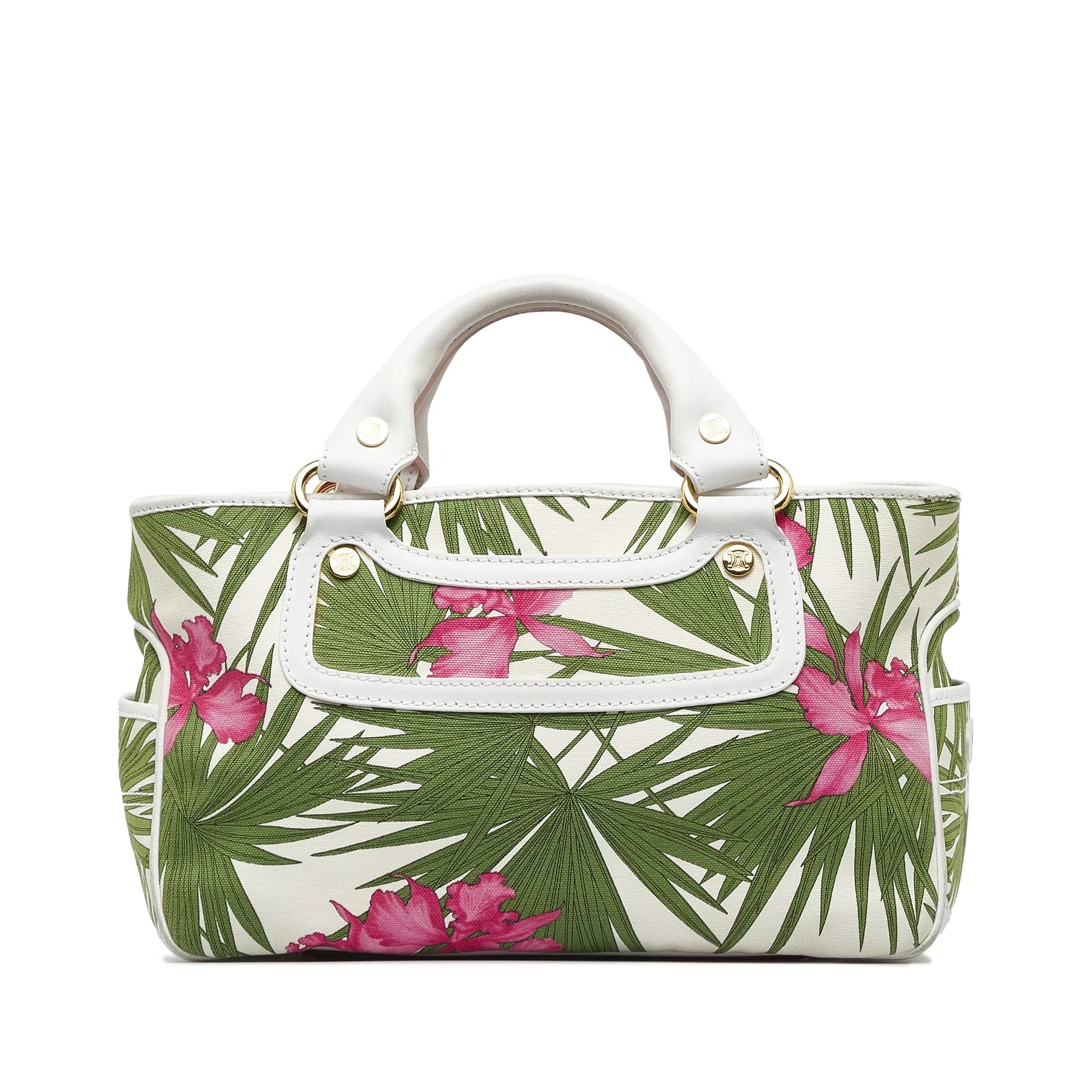 Pre-Owned Canvas Top Celine Authenticated Unisex (Good) Boogie Handbag Green HandleBag Fabric