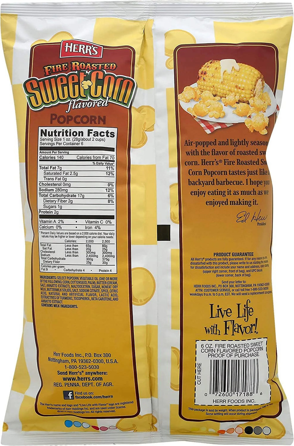 Fire Bags oz. 4-Pack- 6 Roasted Popcorn Sweet Corn Herr's