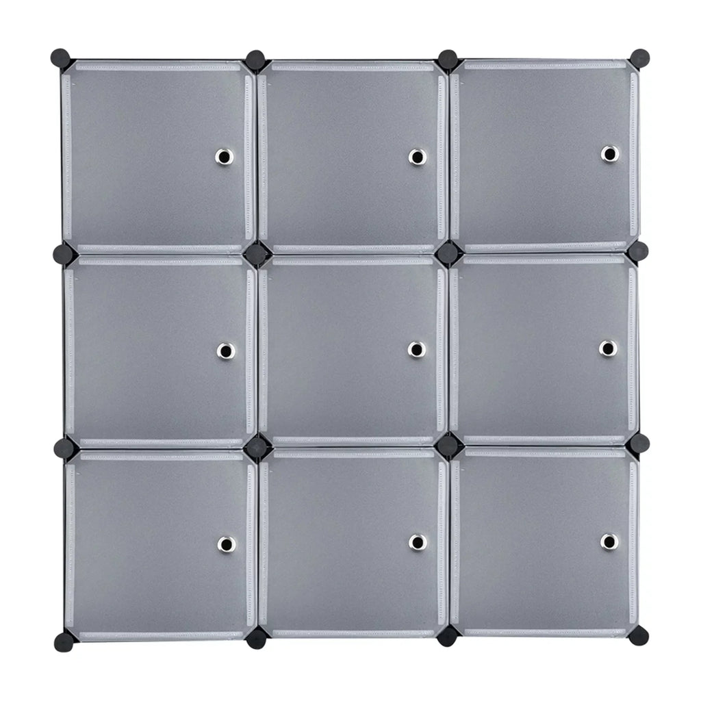 Storage Doors DIY 9-Cube Book Organizer Units, Plastic Closet Cabinet, with Shelving Modular Shelf BMTBUY