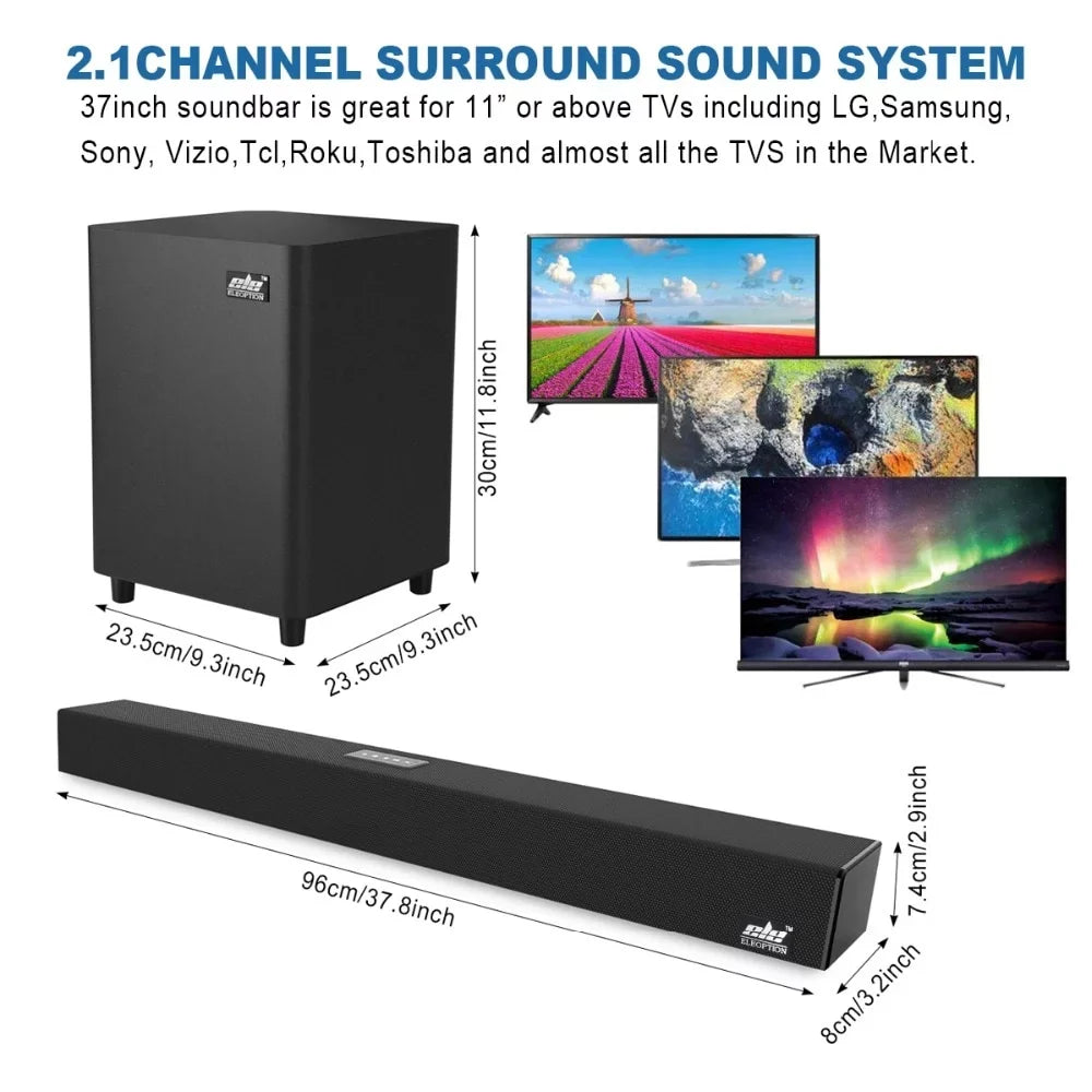 TV Bar Wall Home Theater Wireless 120W 2.1 Remote SoundBar Control Speaker System 3D SHANNA Bluetooth Mount Sound Surround