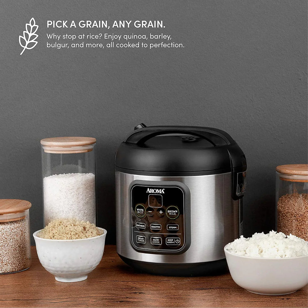 uncooked/2Qt, 2O2O Grain Aroma Slow Rice Cooker Risotto, Cook, & Steel model Housewares Steam, ARC-994SB 8-cup Stainless Oatmeal, cooked/4-cup