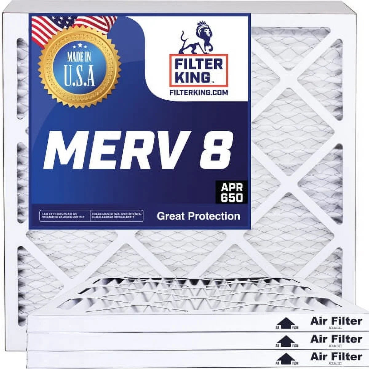 | HVAC Air Actual x x Filters | Filter MERV Filter 4-PACK USA 48 .75" | | 8 8 Furnace King IN Pleated A/C MADE 8x48x1 dimension: