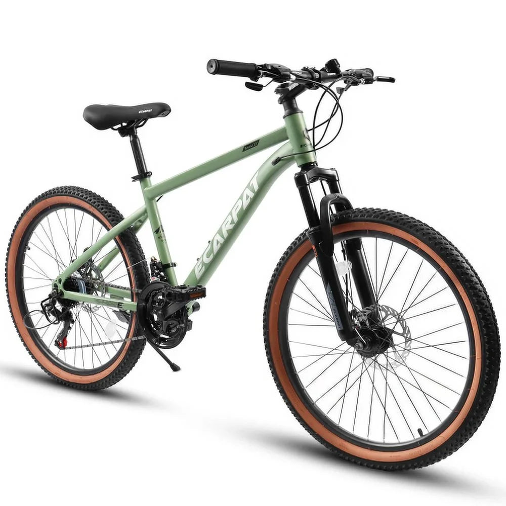 Carbon Commuter Shifter Front Trail Bike, Mountain Bike 21-Speed Mens Mountain City Thumb Womens A24301 Bicycles Brakes Ecarpat Wheels, 24 Fork steel Frame Disc Inch