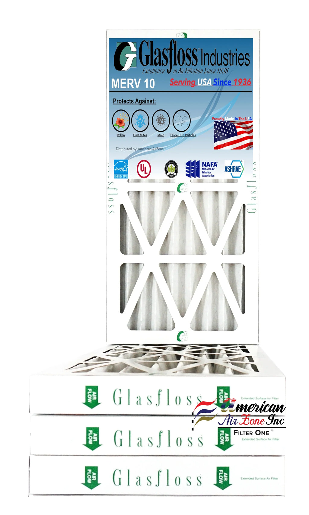 MERV Filter Air In - Glasfloss Filter Air Furnace (Pack Home Pleated HVAC - AC or 12x25x2 Filter Made 4) 2" The - - - 10 or - Office of Air USA.