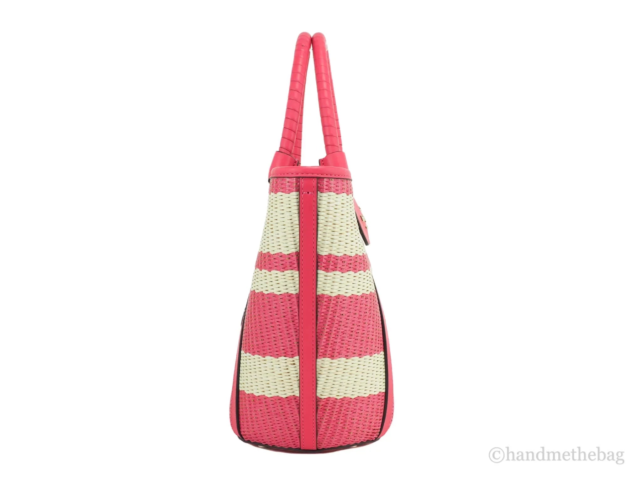 Bag Kate Tote Cruise Spade Handbag Medium Bikini Striped Straw Pink Convertible