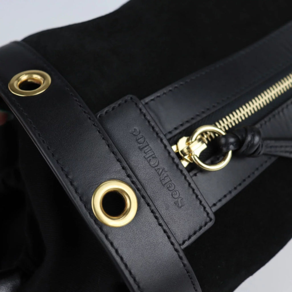 gold sea Debbie 2WAY black Chloe SEE Pre-Owned metal leather CHLOE fittings See by shoulder handbag by suede tote BY bag Chloé (Good)