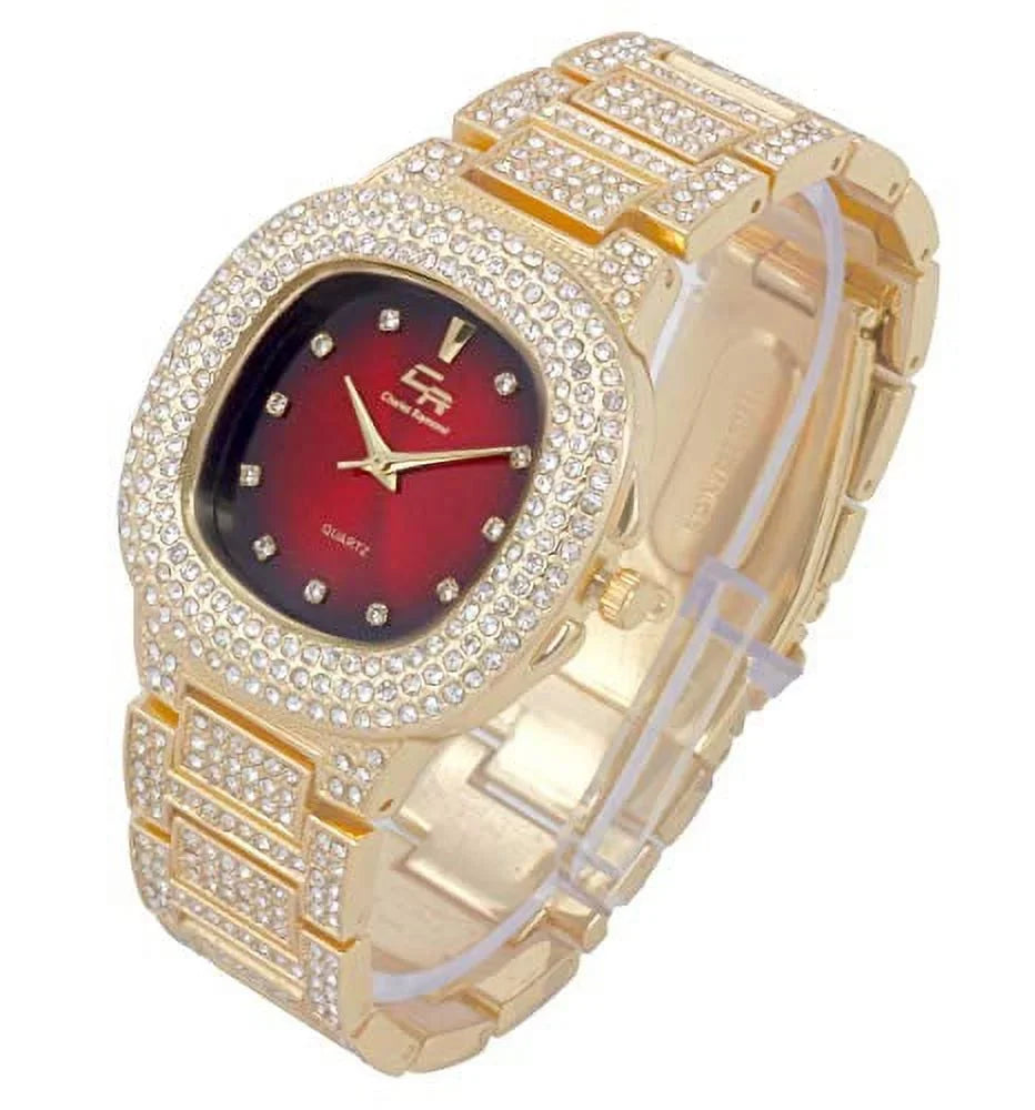 Hip and Power The His&Hers Watch On Bling'ed Dance ST10325/ST10364 and (Gld Red) to Couples - King Floor Out Flaunt Queen Perfect for Set Hop Off Blood