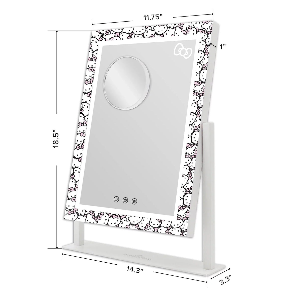 with LED 3X Mirror Iron Lights (White) grade Makeup Frame Swivel Cute Mirror Impressions Tone and Vanity Mirror, 360 Hello Tri Degree Magnification, Lighted and Touch with Vanity Kitty