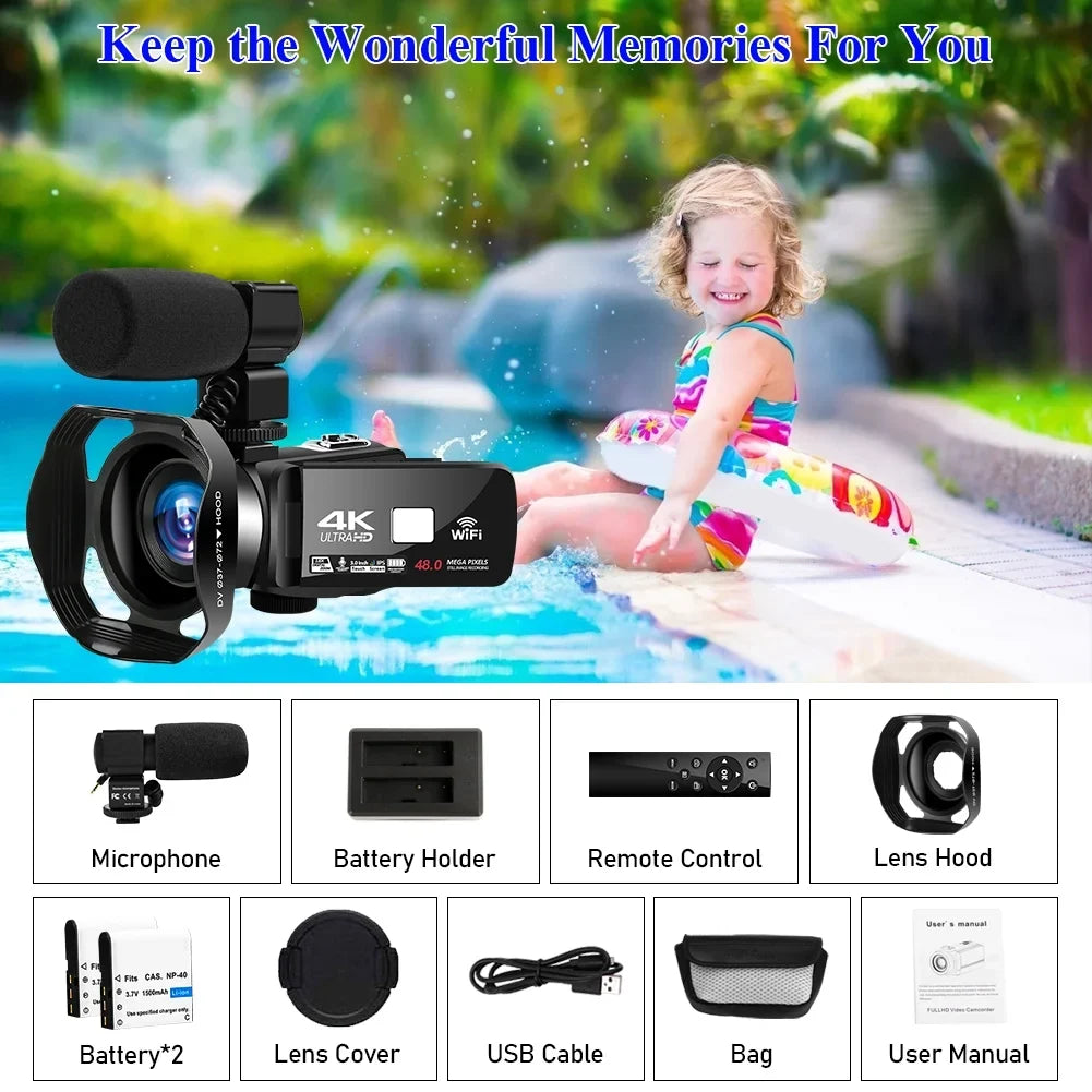 Night Digital Camera IR 18X Video 48MP 60FPS Youtube WiFi MARVUE for 4K Vision Vlogging Camera Camcorder