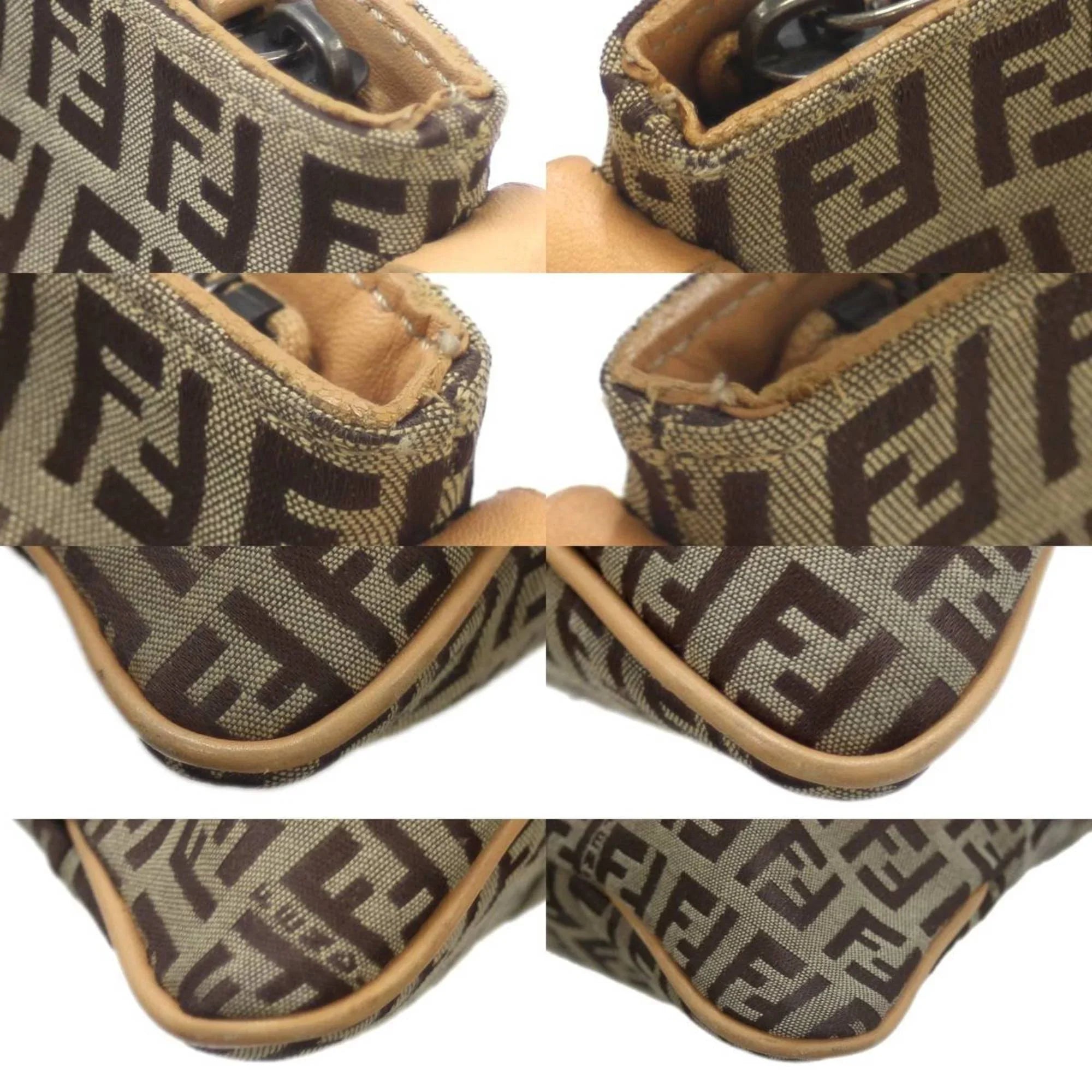 2355.7VA020.28E bag Brown Zucca Shoulder pattern Pre-Owned FENDI (Good)