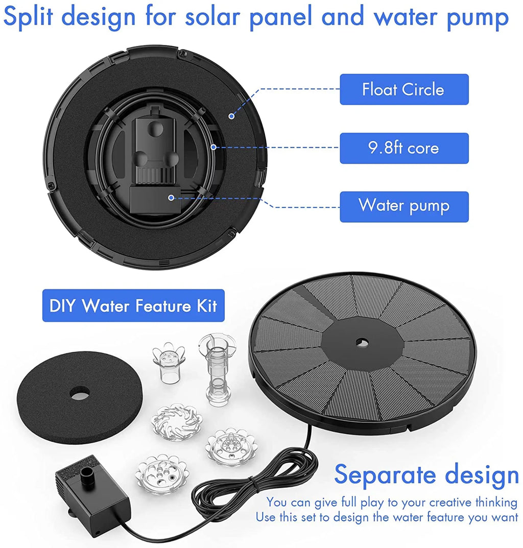 DIY liquid exterior Solar Nozzles, Powered Bird Fountain Pump 3.5W Multiple Solar Bath for Tank Ponds, Solar Garden, Fish Fountain with and for Feature Fountain liquid Aquarium