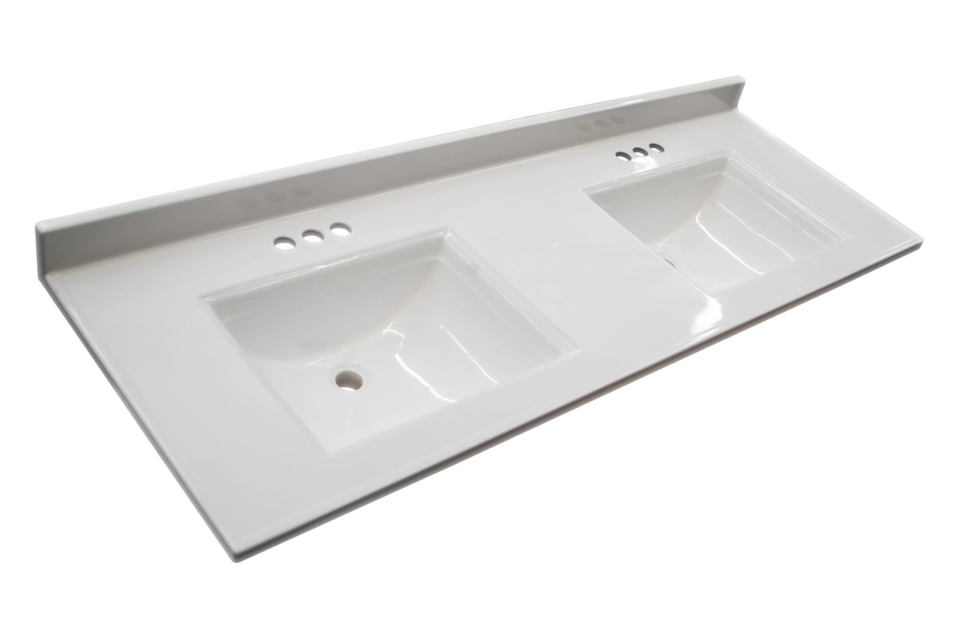 Mount White Marble Double Integrated Solid Backsplash, Rectangle with Cultured Design Camilla House Centerset 557678-WHT Top 61-inch Bowl Vanity
