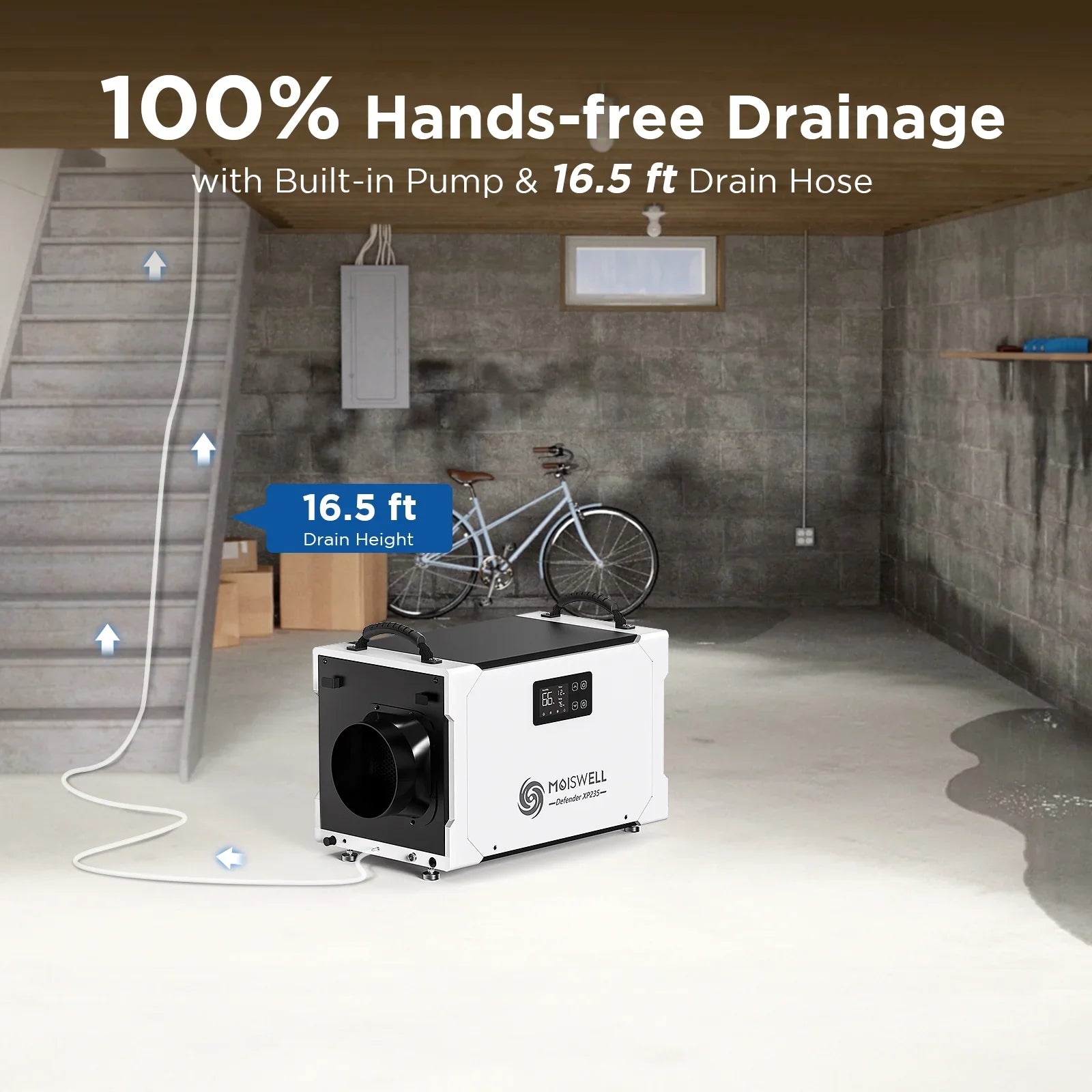 Pump - Sites Crawl for Areas, Drain Industrial Basements, Perfect Moiswell Warranty Pints - and and Hose, Included Commercial Job 235 Dehumidifier Efficient 5-Year Spaces,