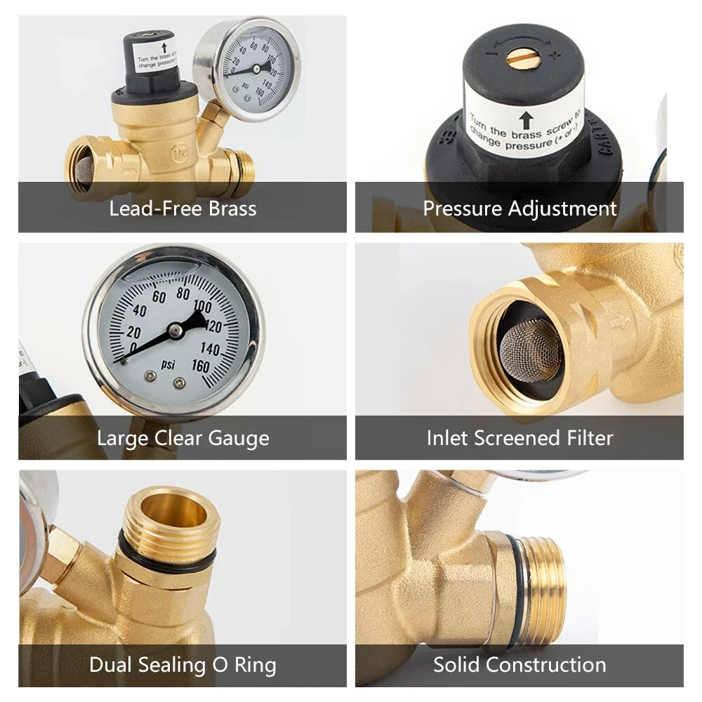 Brass Filter Valve Pressure With With Pressure Reducer Pressure 0-160psi Inlet 0-160psi liquid And Reducer And liquid GoolRC Valve,0-160psi Adjustable Brass Screened Rv -free With Valve -free