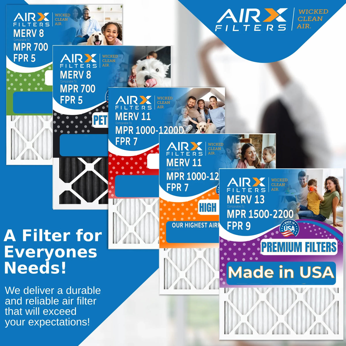 & Air Filter WICKED - MERV 18x20x1 Pleated 18x20x1 Furnace Pack FPR CLEAN Comparable to MPR Air AIRX HVAC FILTERS 1500 Filters Conditioner AIR. Made by USA 6 9 Premium Filter 13 2200 AC Electrostatic