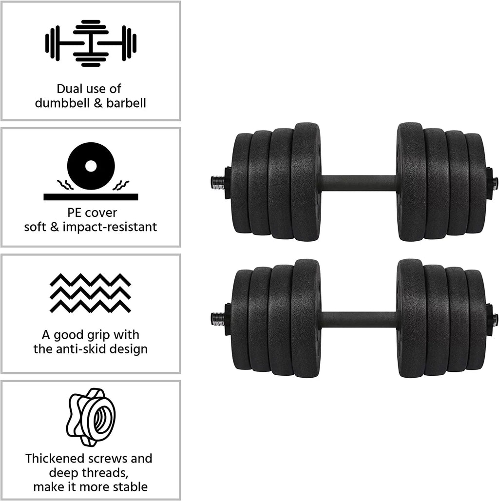 Gym/home for Adjustable 66LB Strength Plates Training Set, Fitness Men Body Cap and Women Weight Dumbbell Barbell Workout