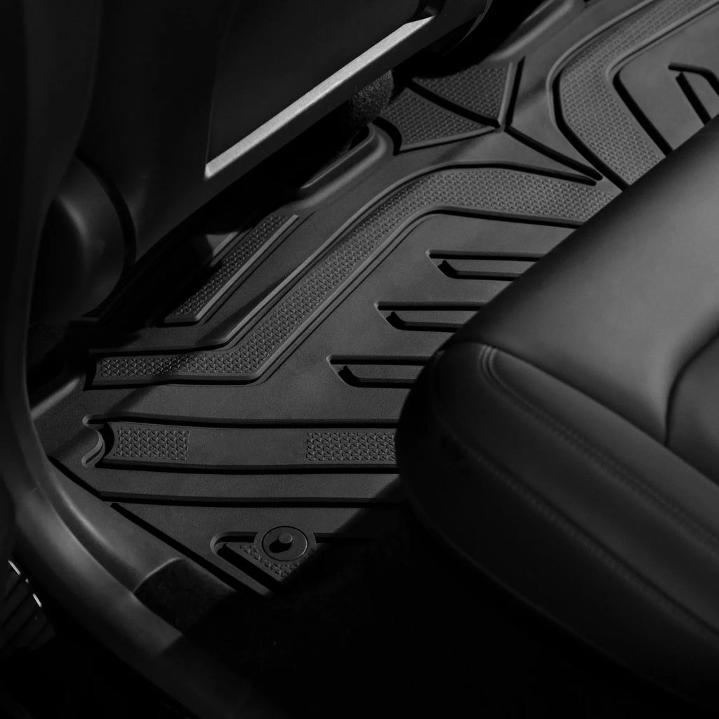 Floor Front 2nd Black climate Cargo Heavy Protection Mats + Liners, Mats, with Full Rear Trunk Model Y, & Tray Custom Mat All 3D Motorsports Row Floor 2020-2023 Tesla Compatible Set Duty TPE Ikon