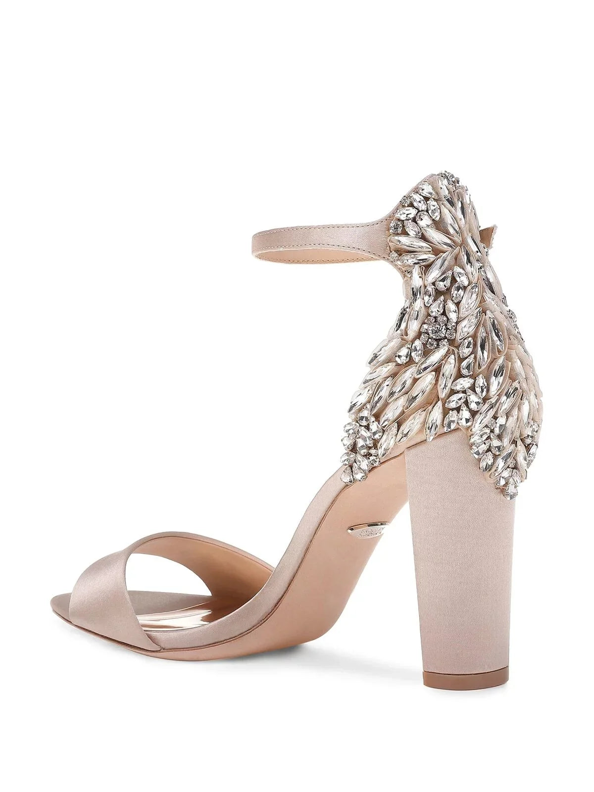 Strap Embellished Heel Sandal Womens MISCHKA Round Heeled Seina Toe outfit Beige Buckle BADGLEY 10 Block Ankle M
