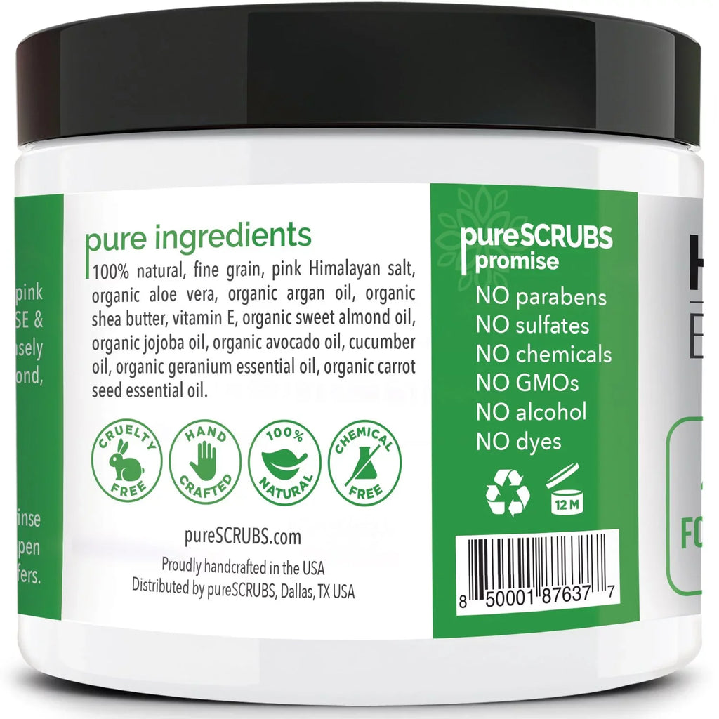 FREE Body Spoon, - Bar pureSCRUBS Pink SCRUB Scrub & BODY + Exfoliating CUCUMBER With Nutrients Organic Large 16oz Oils Soap Set- Wooden Essential Himalayan Mini Infused Premium Loofah Salt &