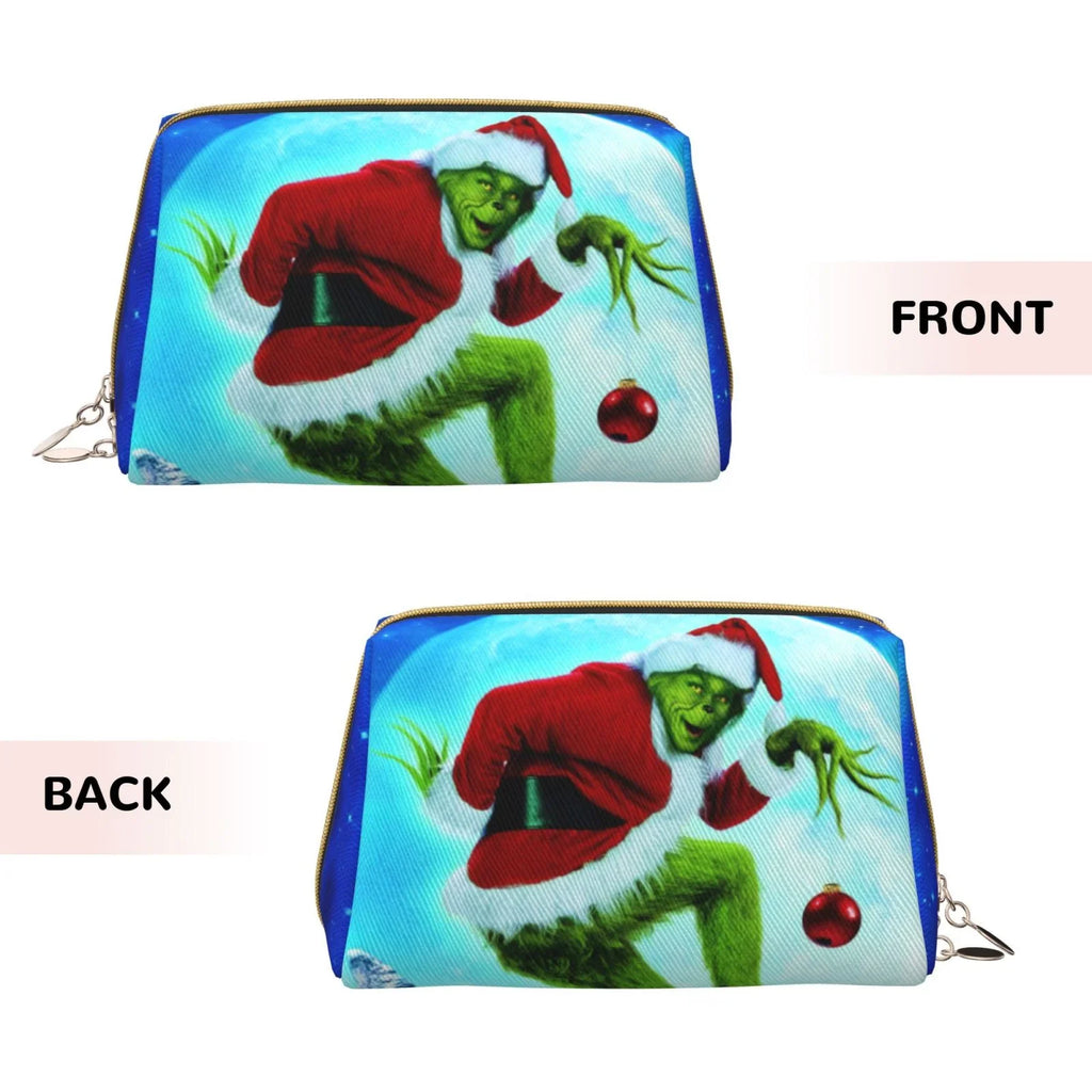 Christmas Travel Makeup The How Portable Storage Grinch Bag Stole Leather Organizer Cosmetic Pouch Bag Gift Toiletry Purse