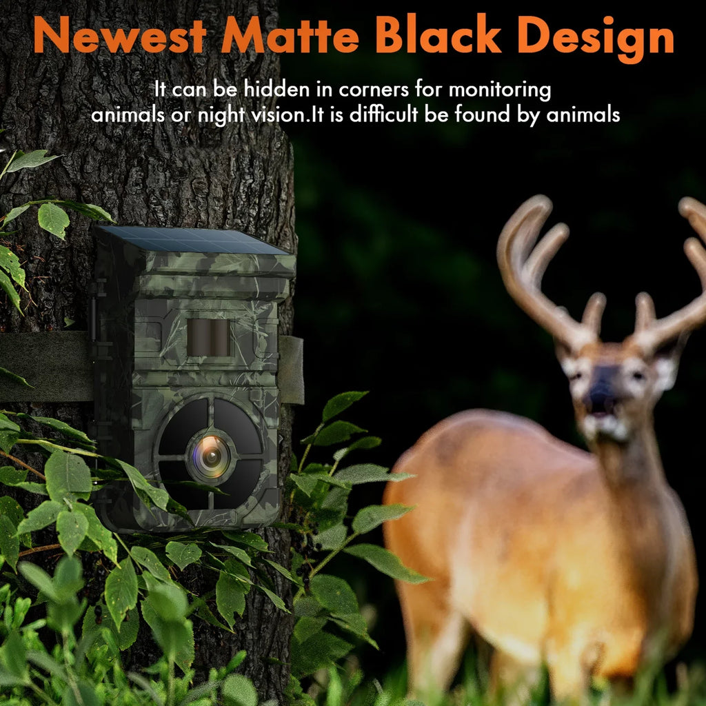 Night Vision Solar Rechargeable CAMPARK IP66 Built-in Camera 120°Wide 1080P Game Angle 2.0" Trigger 2500mAh Waterproof LCD Trail Card Cam with Camera Hunting 0.1s Speed with Lithium 24MP SD Battery