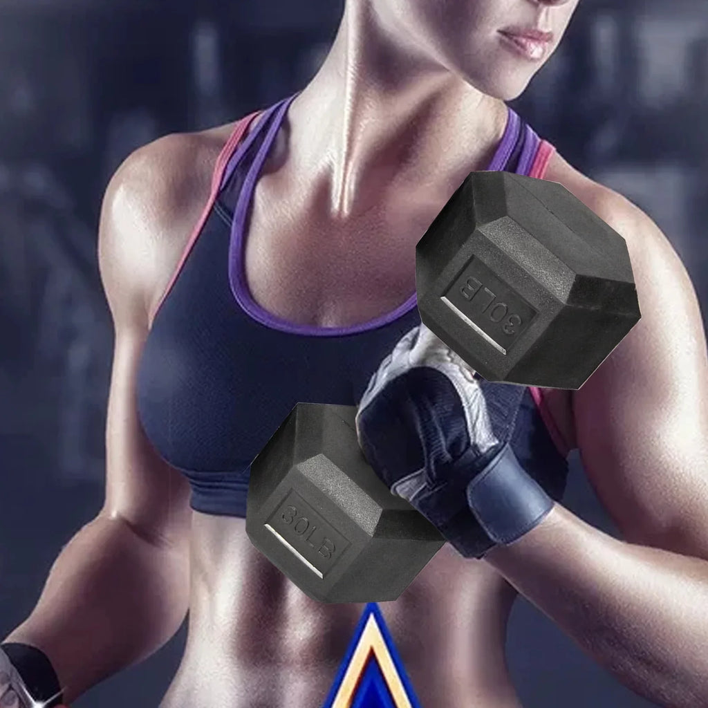 Rubber 1 Set Metal Barbell of Heavy Hex with Pair Dumbbell Handles Dumbbell 1 of ATIXEL