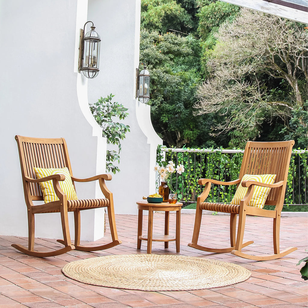 Chat Rocking Teak Chair Casual 3-piece Set Cambridge Chara exterior