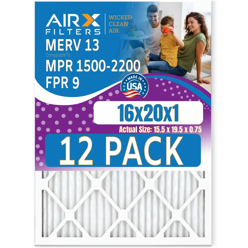'- Air 13 CLEAN AIRX 12 FILTERS & Furnace - Filters Comparable MERV by USA 1500 FPR 9 Pack 2200 of Rating, Made 16x20x1 Filter in to MPR WICKED AIR.