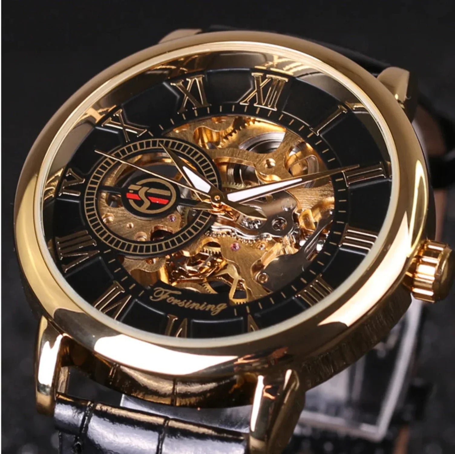 Transparent Wrist Skeleton Watch design Mechanical Leather Hollow
