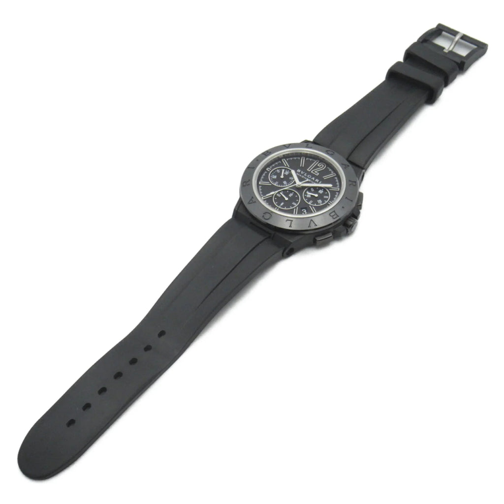 Black DG42SMCCH watch Magnesium (Good) Watch Pre-Owned belt Chrono BVLGARI Mechanical Wrist Rubber Watch Diagono Automatic Wrist DG42SMCCH mag