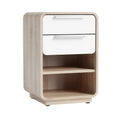 Modern Wooden Nightstand with Two Drawers and Open Shelf