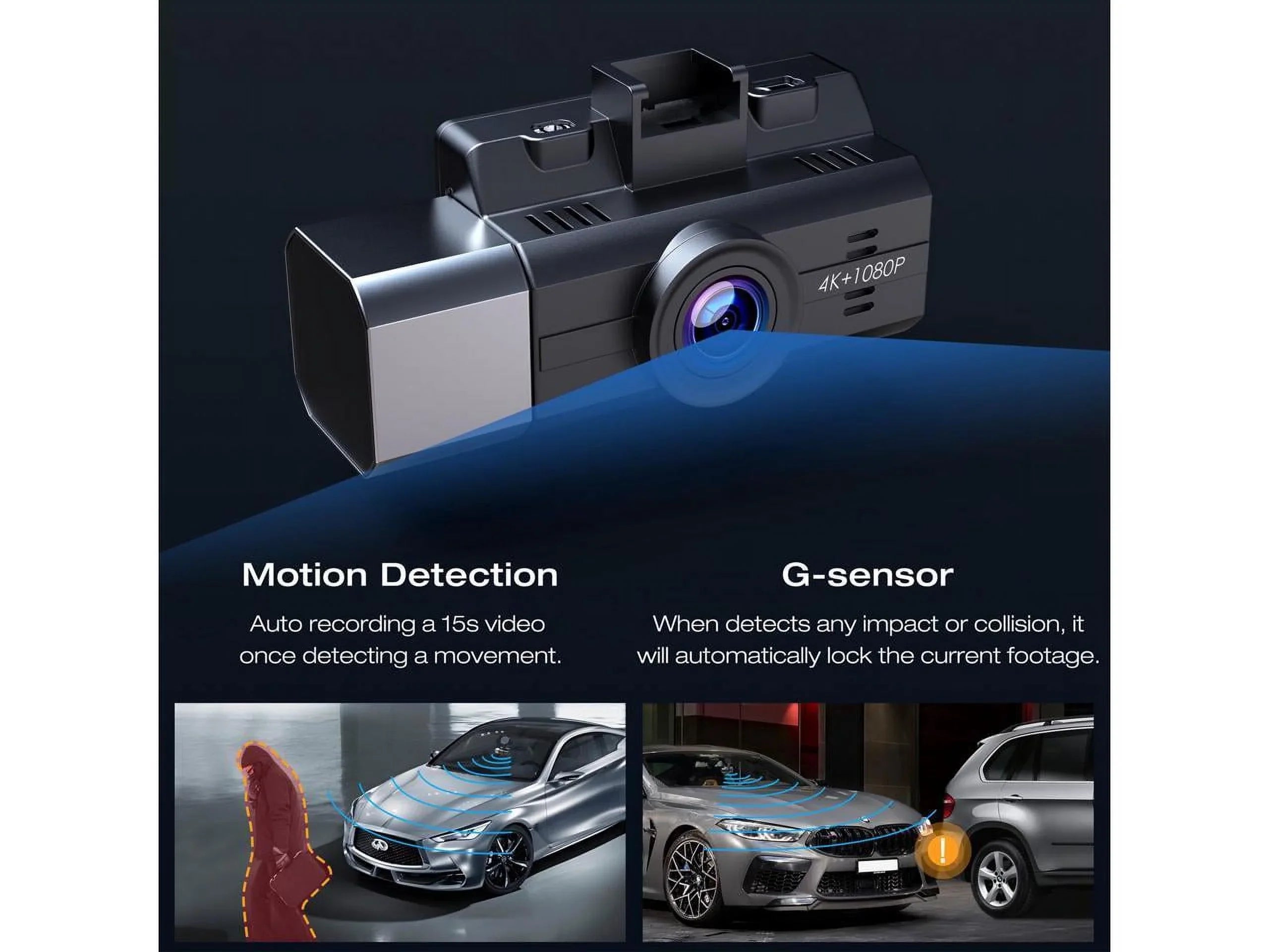 Vision, and Dash Triple Dashcam Camera, Parking Dash Front Channel 4K WDR,G-Sensor, IR Night Rear 4K+1080P TOGUARD Cam 3 Camera Monitor with 2K+1080P+1080P Car Inside,