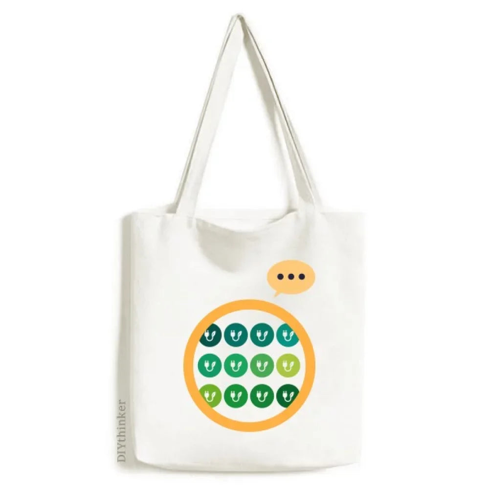 Green Shoulder Pattern Cable Canvas Tote Bag Expression Plug Sack Charging