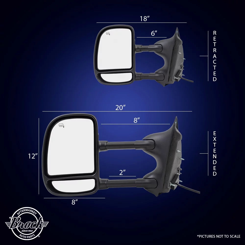 View Brock Passengers Super 3C7Z17682 Telescopic EAA Compatible with Side 1999-2007 F350 Pickup Power Tow Duty Truck Heated Replacement F450 Mirror F250