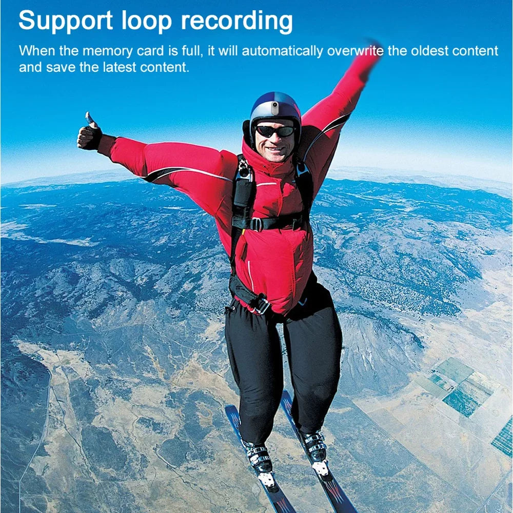 Skiing Cycling Recorder for Loop High Sport Skydiving 1080P Waterproof Action Screen Activities with Portable Mountaineering Recording Clear Support PhotoVideoPlayback