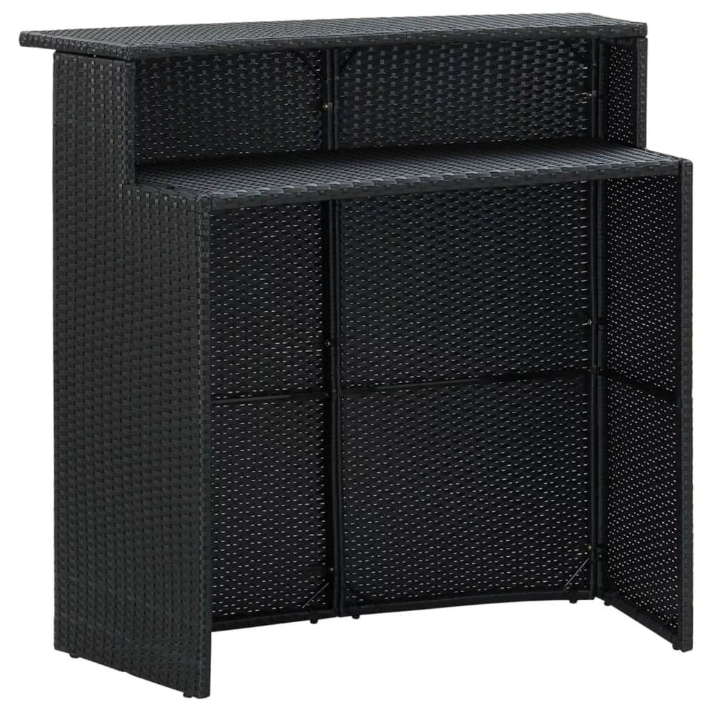 Table Terrace, and Cushioned Bistro, Set 3 Dining 2 Piece Black Backyard, Set Stool Garden Dcenta Pub, Shelf Chairs Storage Poly with Rattan Patio Bar for