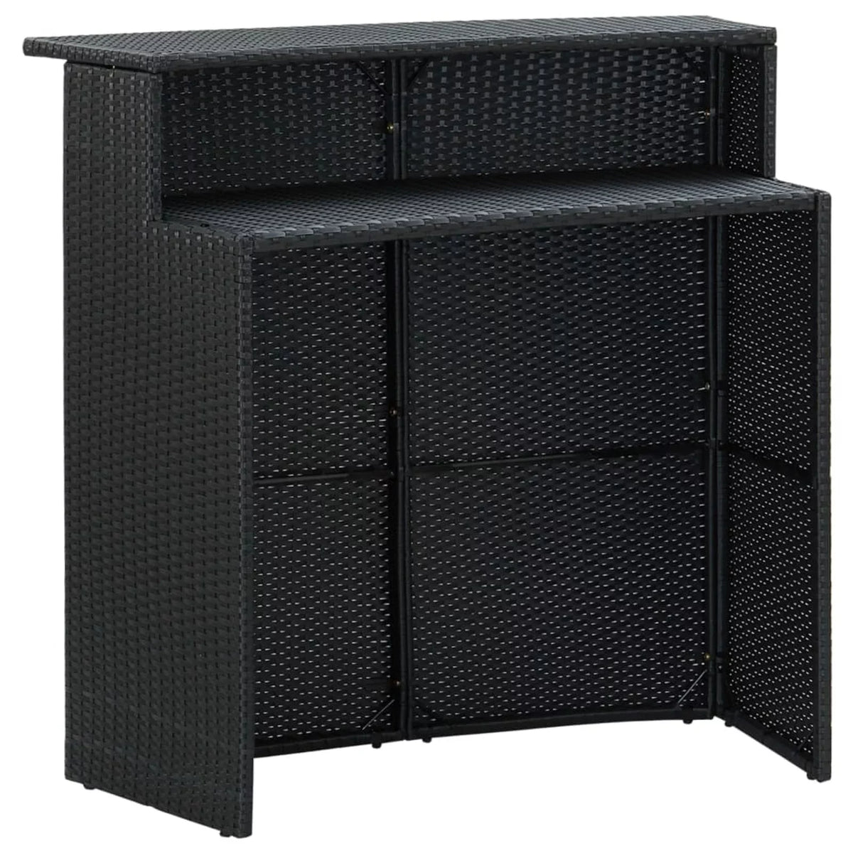 Table Terrace, and Cushioned Bistro, Set 3 Dining 2 Piece Black Backyard, Set Stool Garden Dcenta Pub, Shelf Chairs Storage Poly with Rattan Patio Bar for