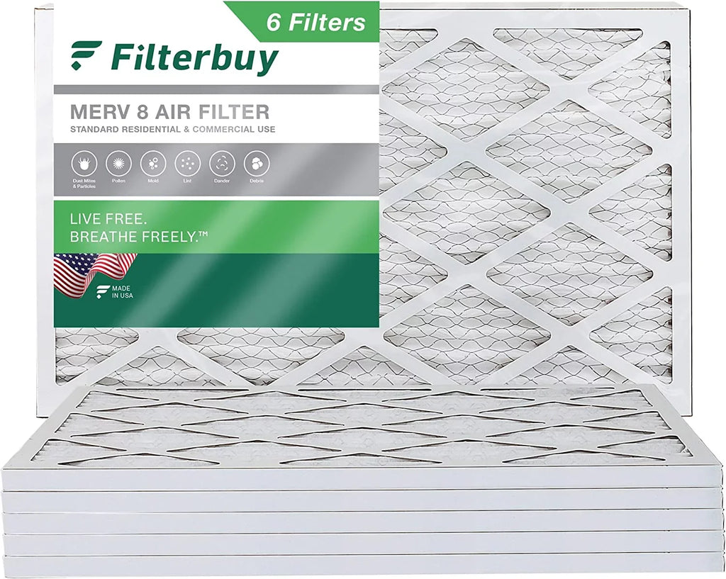 Pleated HVAC Air MERV Filters 8 Filterbuy AC (6-Pack) Furnace 12x20x1