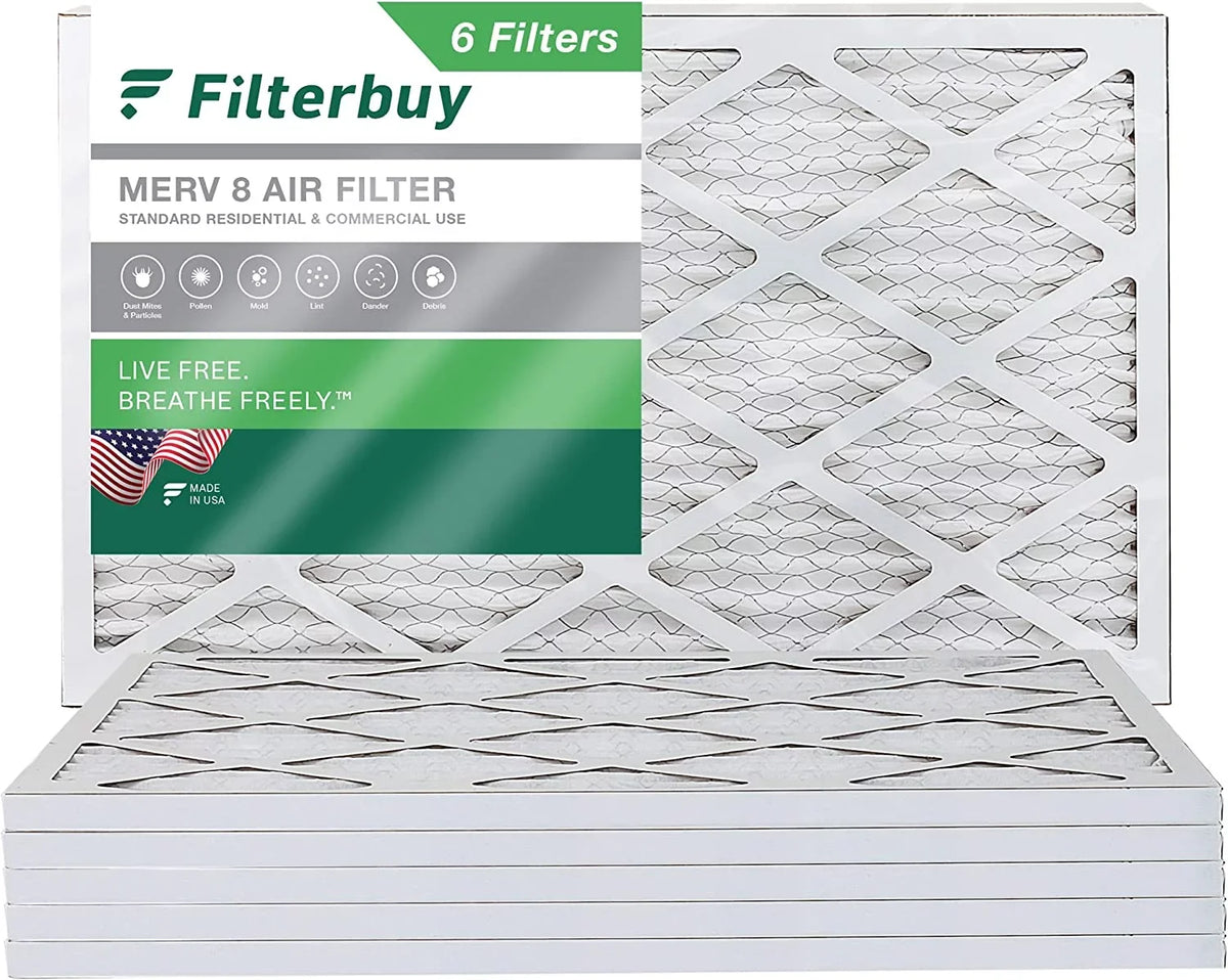 Pleated HVAC Air MERV Filters 8 Filterbuy AC (6-Pack) Furnace 12x20x1