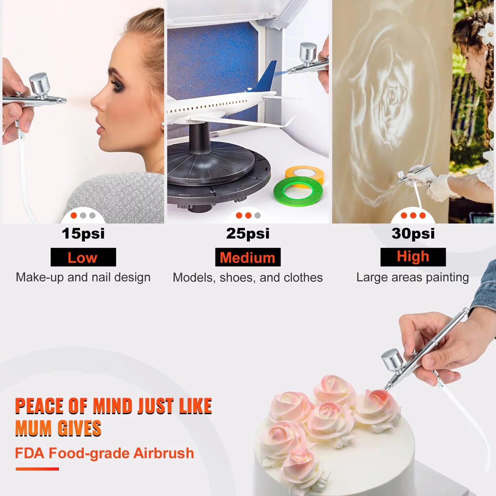 Feed Airbrush BENTISM Kit Kit, Tattoo Portable Airbrush Makeup Dual-Action Gravity with Set Nail Airbrushing Airbrushes, w/Multi-Purpose System Compressor, Art Cookie