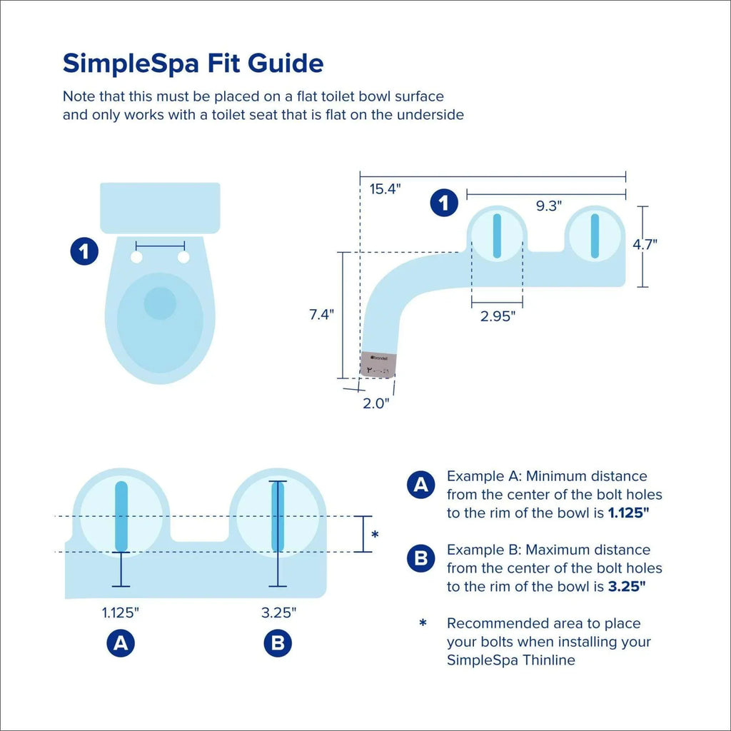 Nozzle Simplespa Single in Attachment Thinline SS-150 with White Brondell Non-Electric Bidet