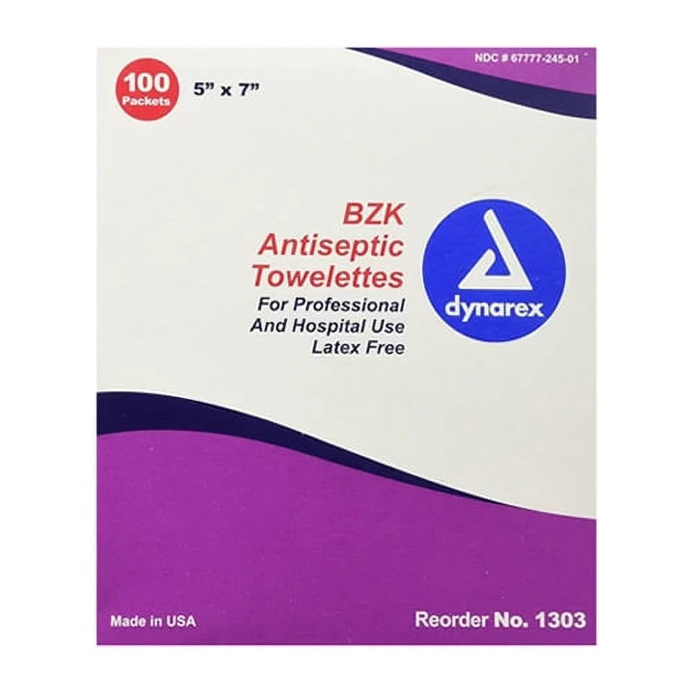 3 Benzalkonium Ea, 7 Packets - 100 5x Antiseptic Pack Towelettes