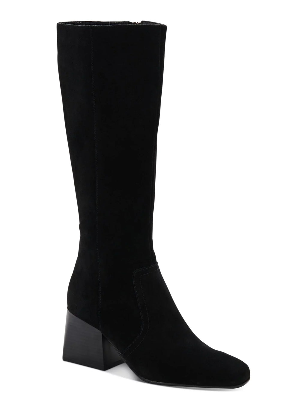 AQUA Square Heel Black Zip-Up Boots Stacked outfit Cushioned Goring Womens COLLEGE Shoes Tori Toe 10 Waterproof M