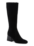 AQUA Square Heel Black Zip-Up Boots Stacked outfit Cushioned Goring Womens COLLEGE Shoes Tori Toe 10 Waterproof M